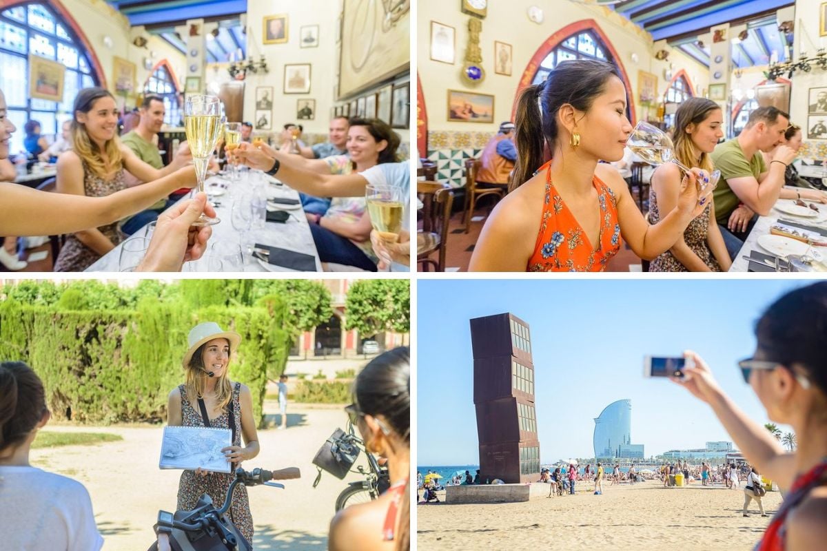 Barcelona Electric Bike Small Group Tour with Tapas and Wine Tasting