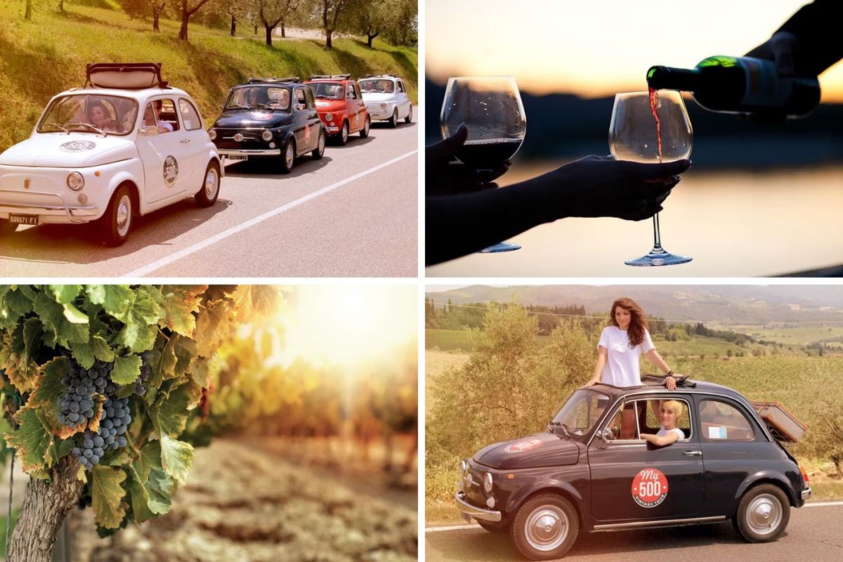 Vintage tour on a Fiat 500 in the Chianti area with lunch and visit to a winery