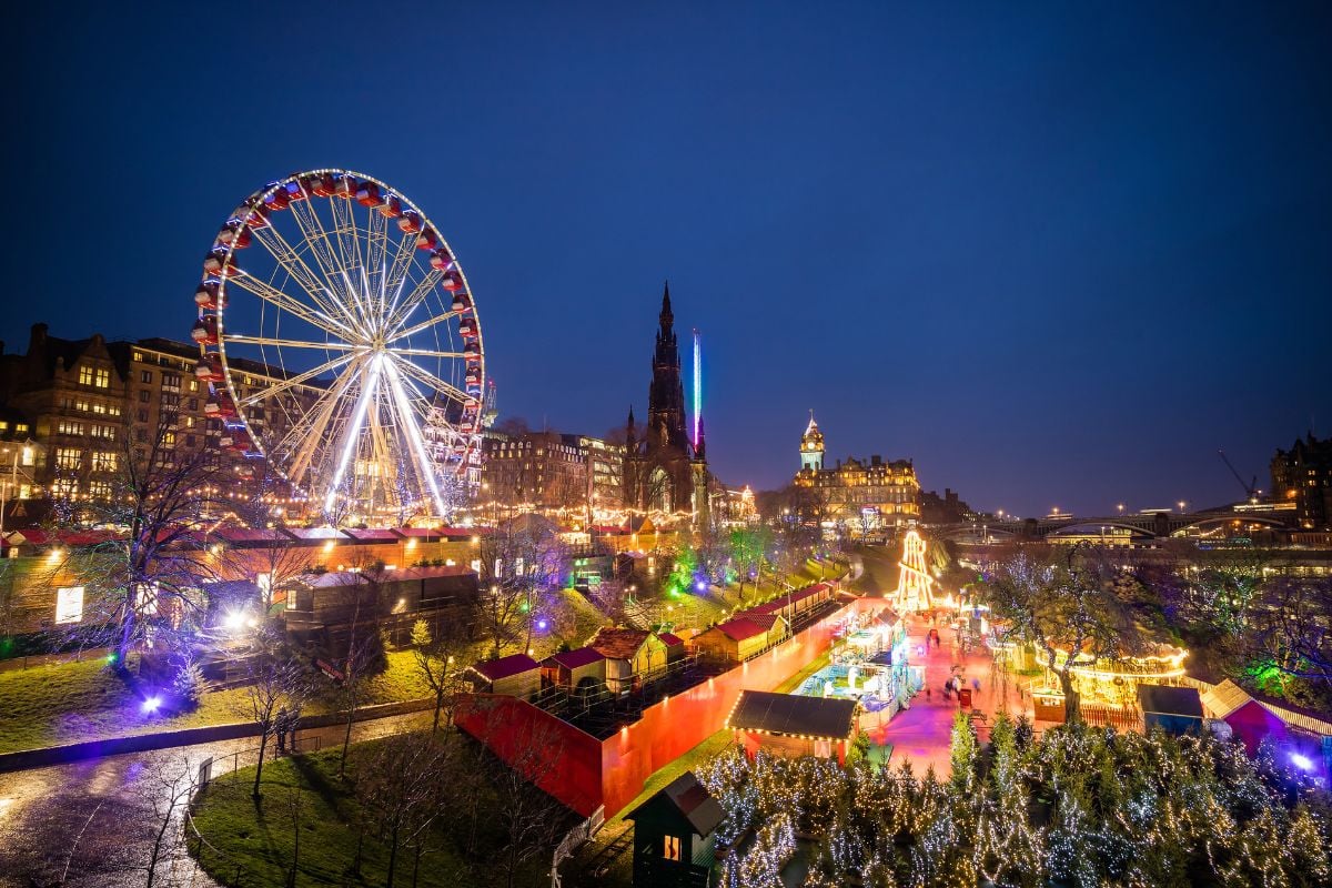 Winter festival in old town Edinburgh, Scotland