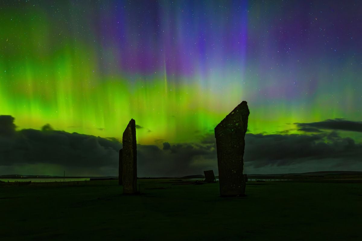 northern lights in Orkney, Scotland