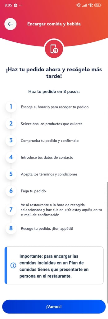 Disney aplicación proceso de pedido