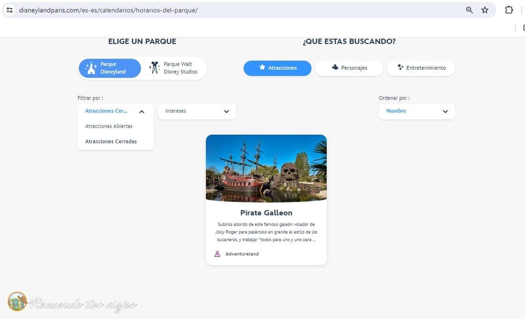 Consultar atracciones cerradas