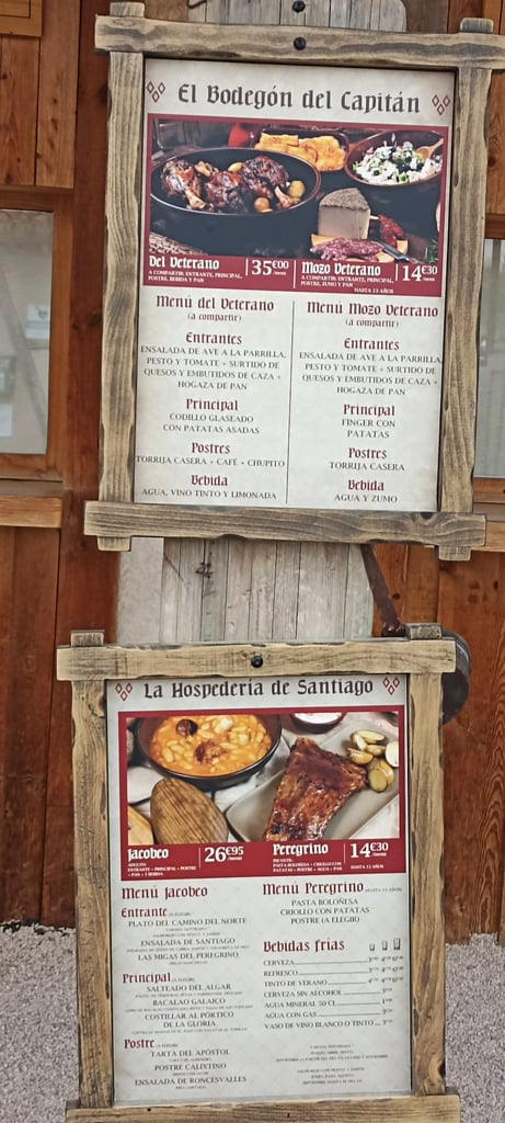Menús del Bodegón del Capitan y de la Hospedería de Santiago