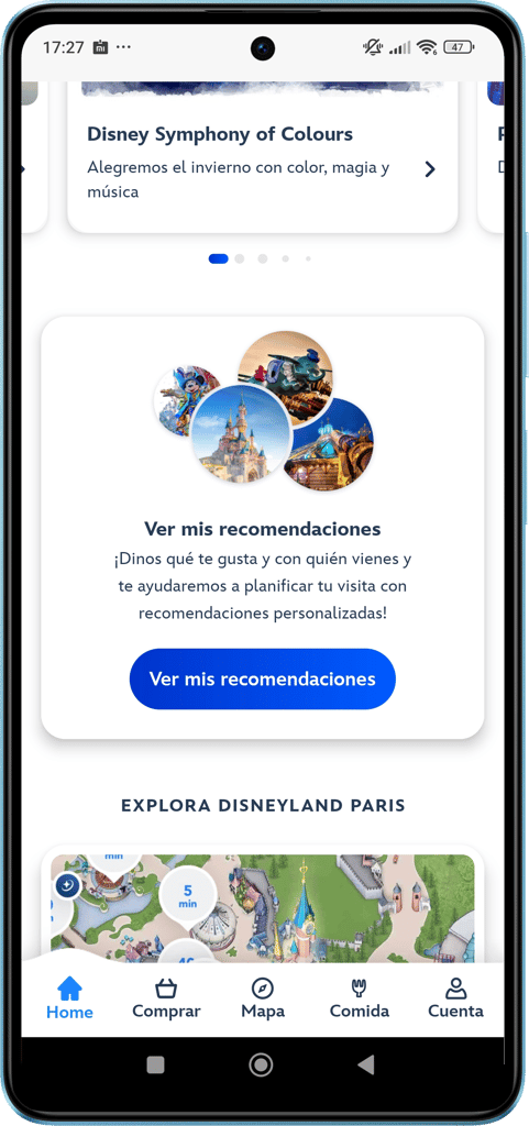 Disney aplicación Mis recomendaciones - Aplicación móvil de Disneyland París