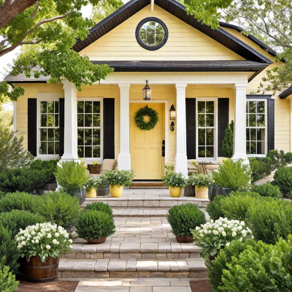 Creamy Yellow Farmhouse with Greenery