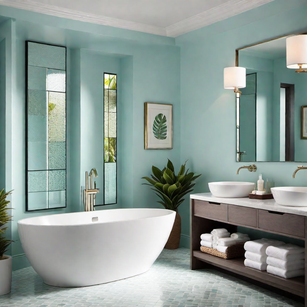 Relaxing Spa Bathroom: Soothing Colors and Deluxe Features