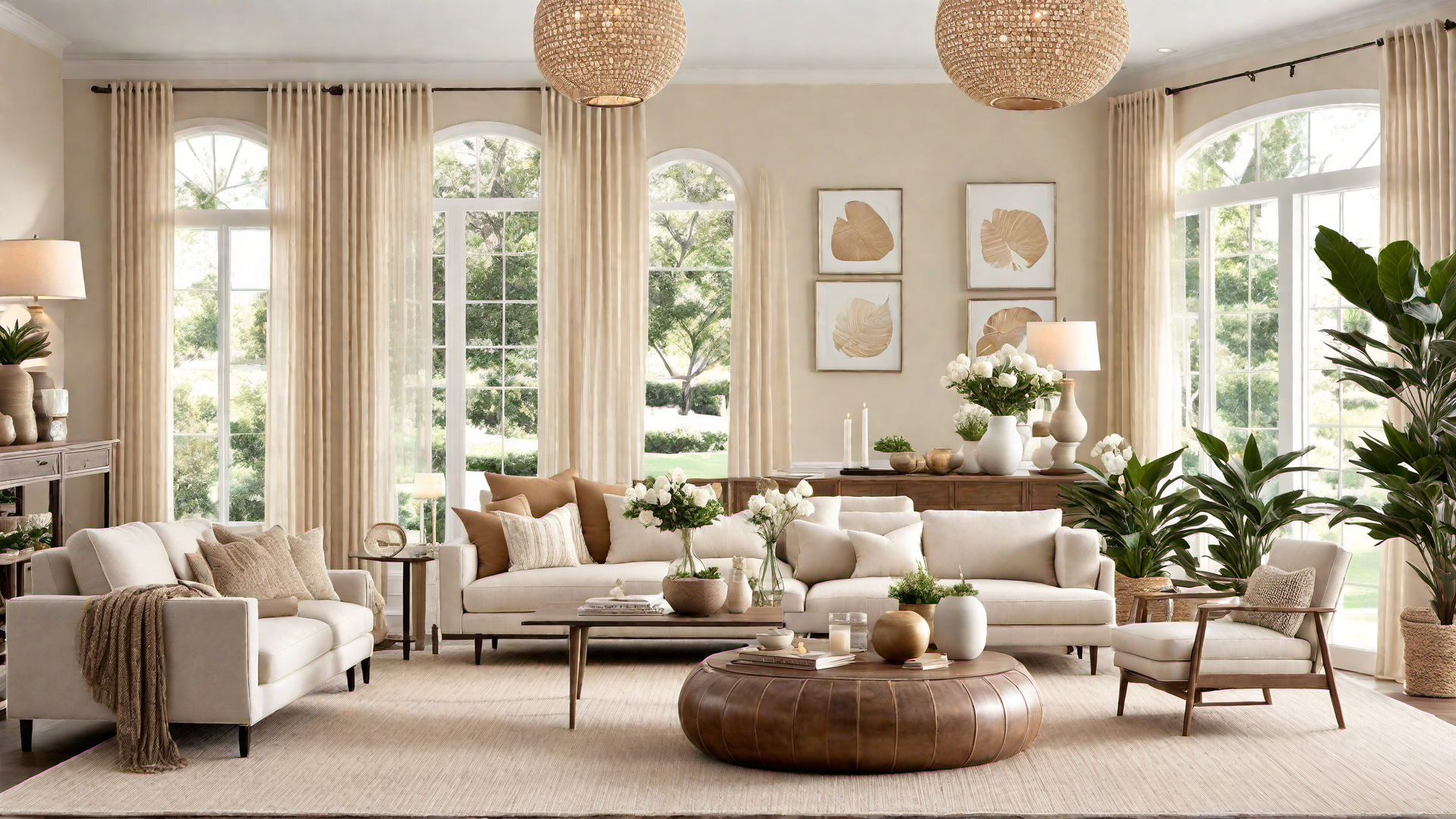 Relaxed Atmosphere: Beige Family Room for Casual Gatherings
