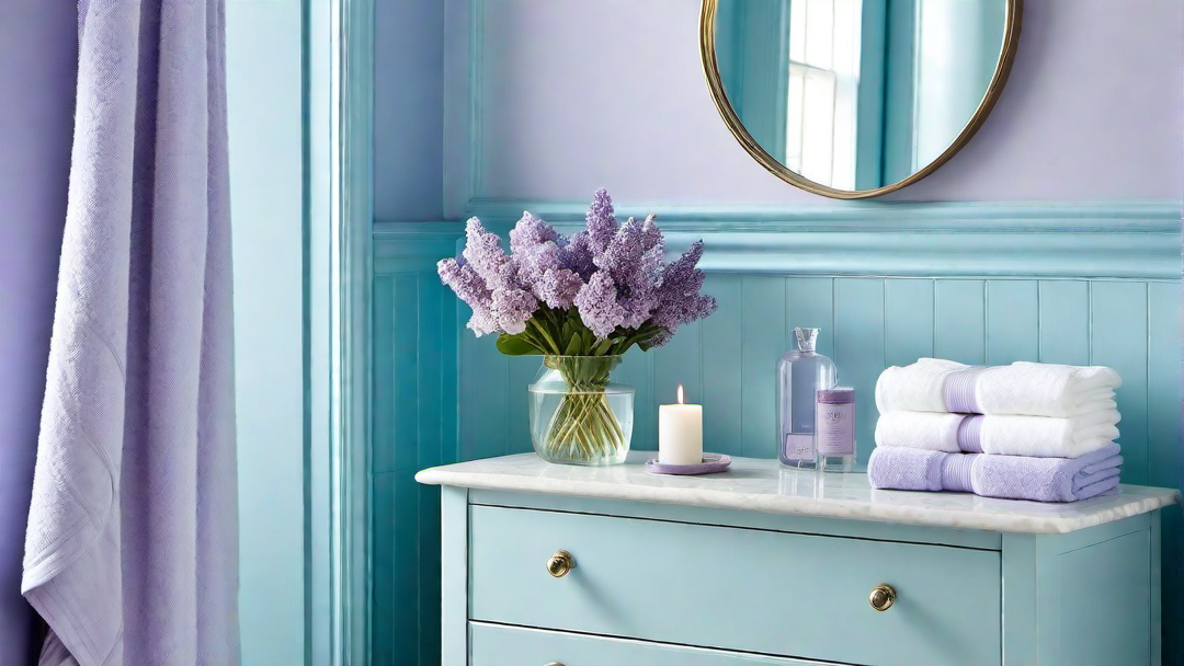 Tranquil Tones: Serene Sky Blue and Pale Lilac Bathroom