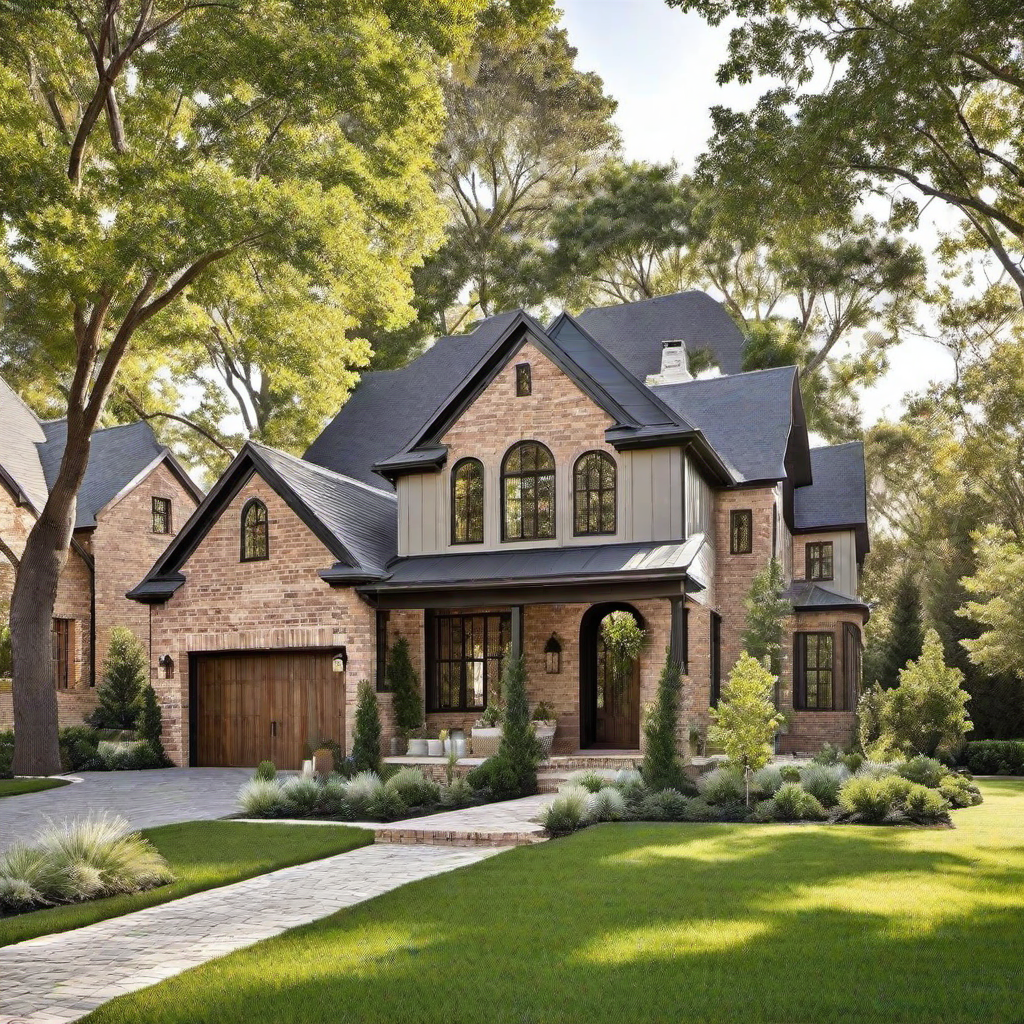 Rustic Charm: Natural Toned Painted Brick House Exterior