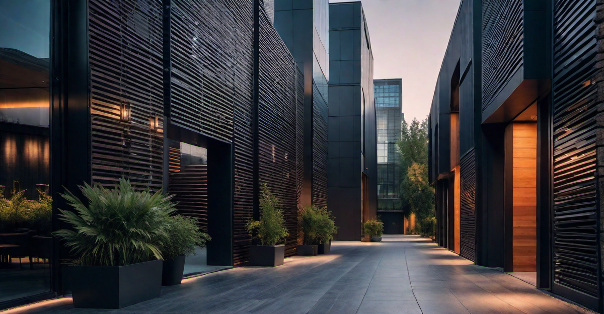 Industrial Flair: Metal and Wood Slat Exterior Combination