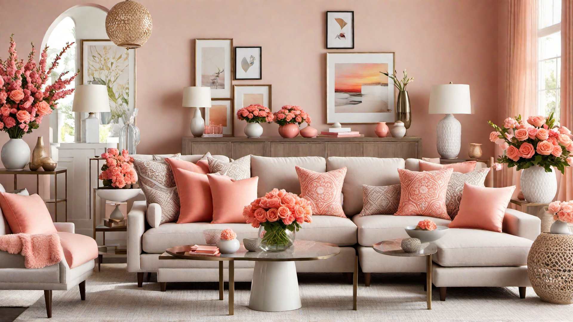 Sunset Hues: Coral Pink Home Accessories