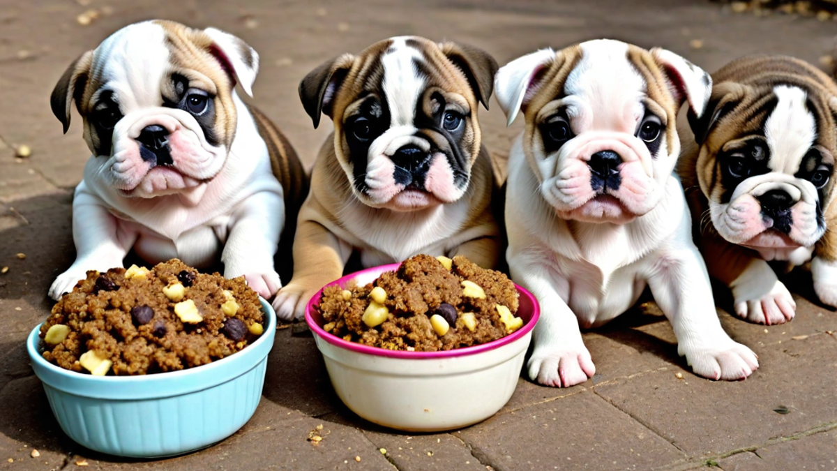 Chubby Bulldog Puppies Eating