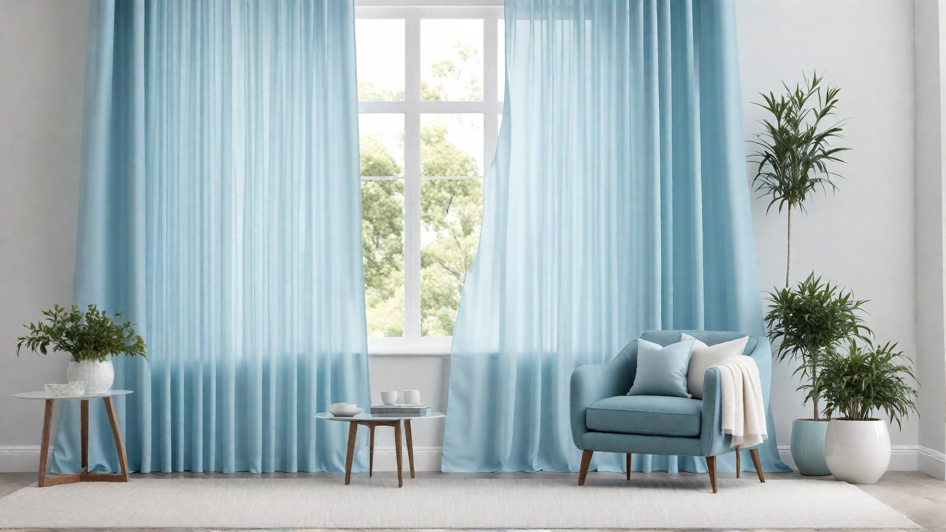 Whispering Breeze: Soft Blue Sheer Curtains