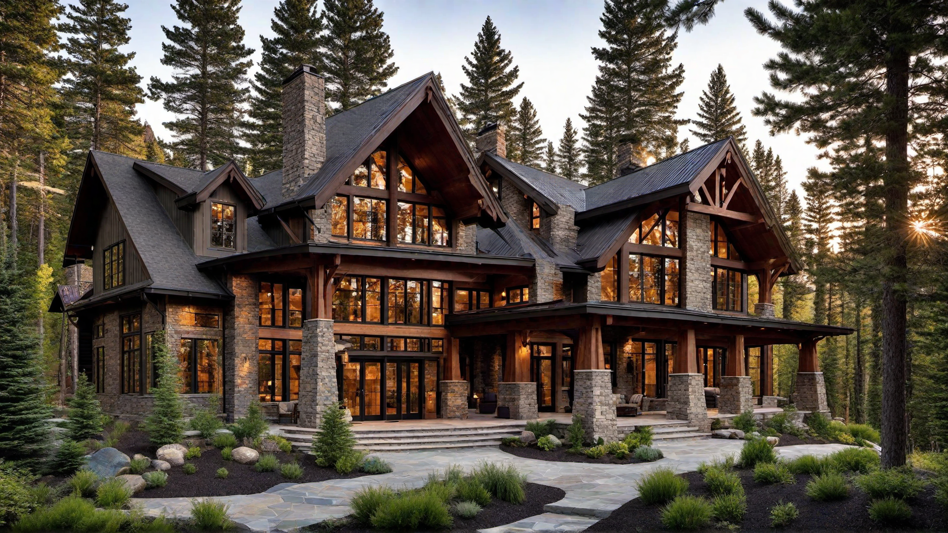 Inviting Entrance of a Mountain Cabin