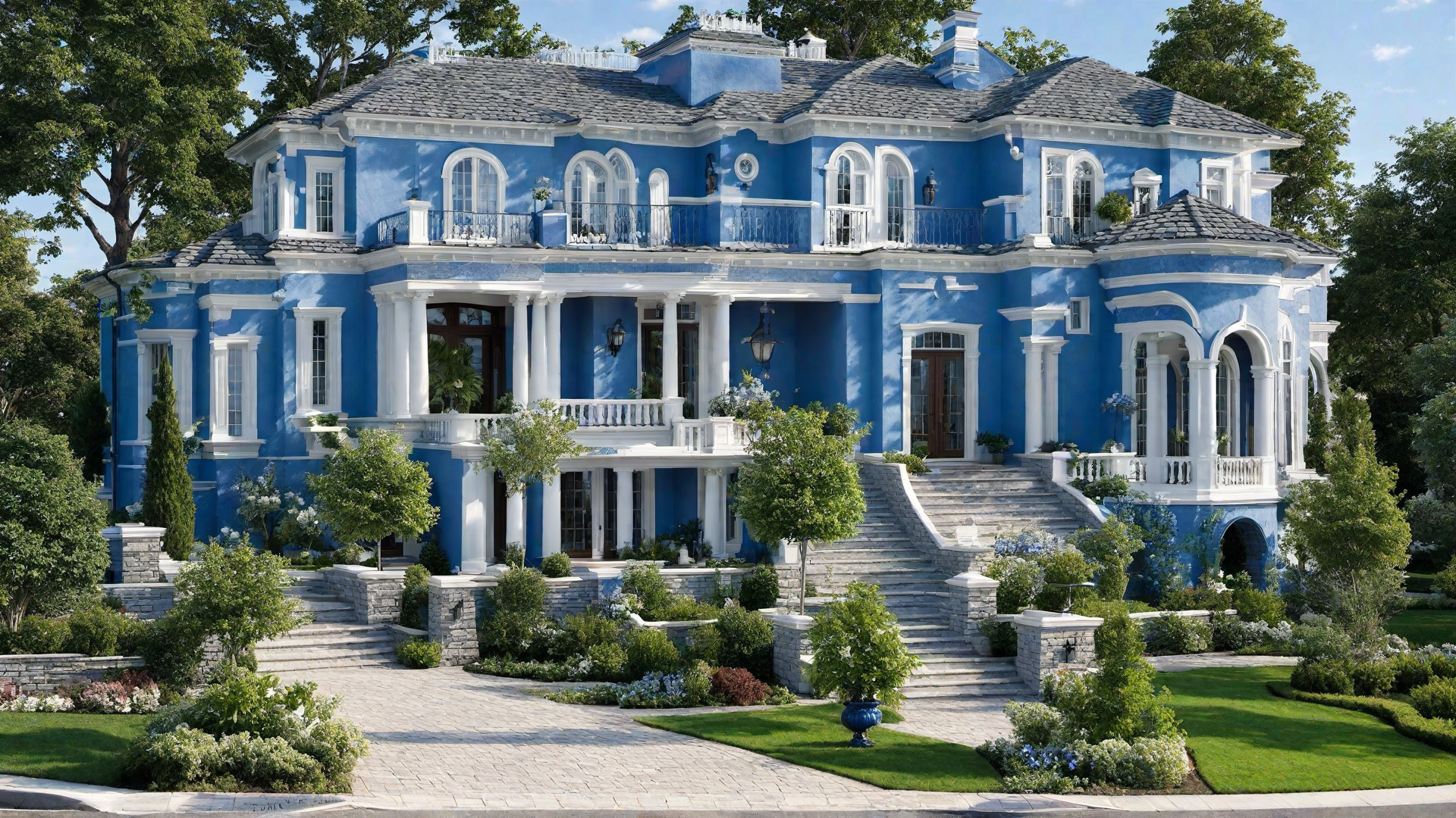 Blue European-Styled Villa