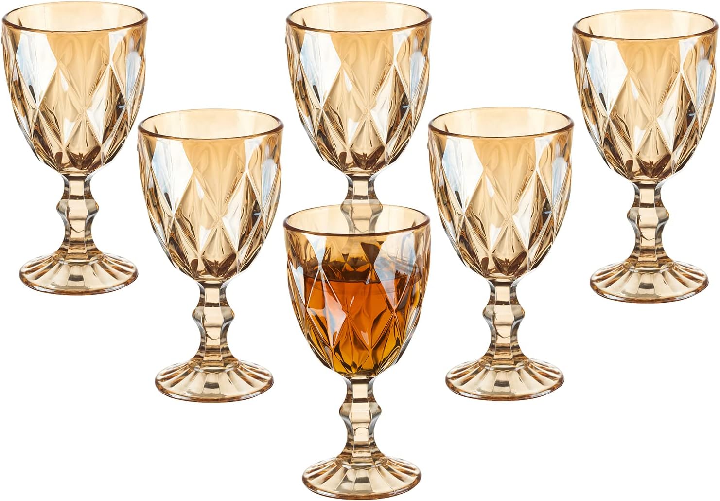 Amber embossed goblets set of six