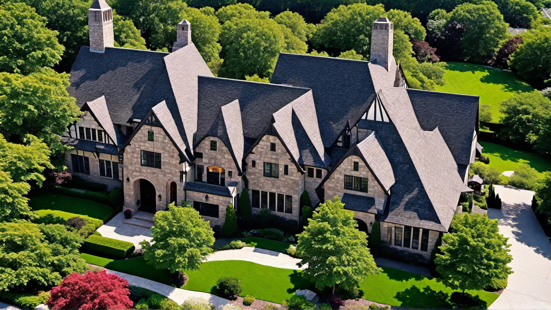 Tudor Roofscape: Aerial View of Roof Elements