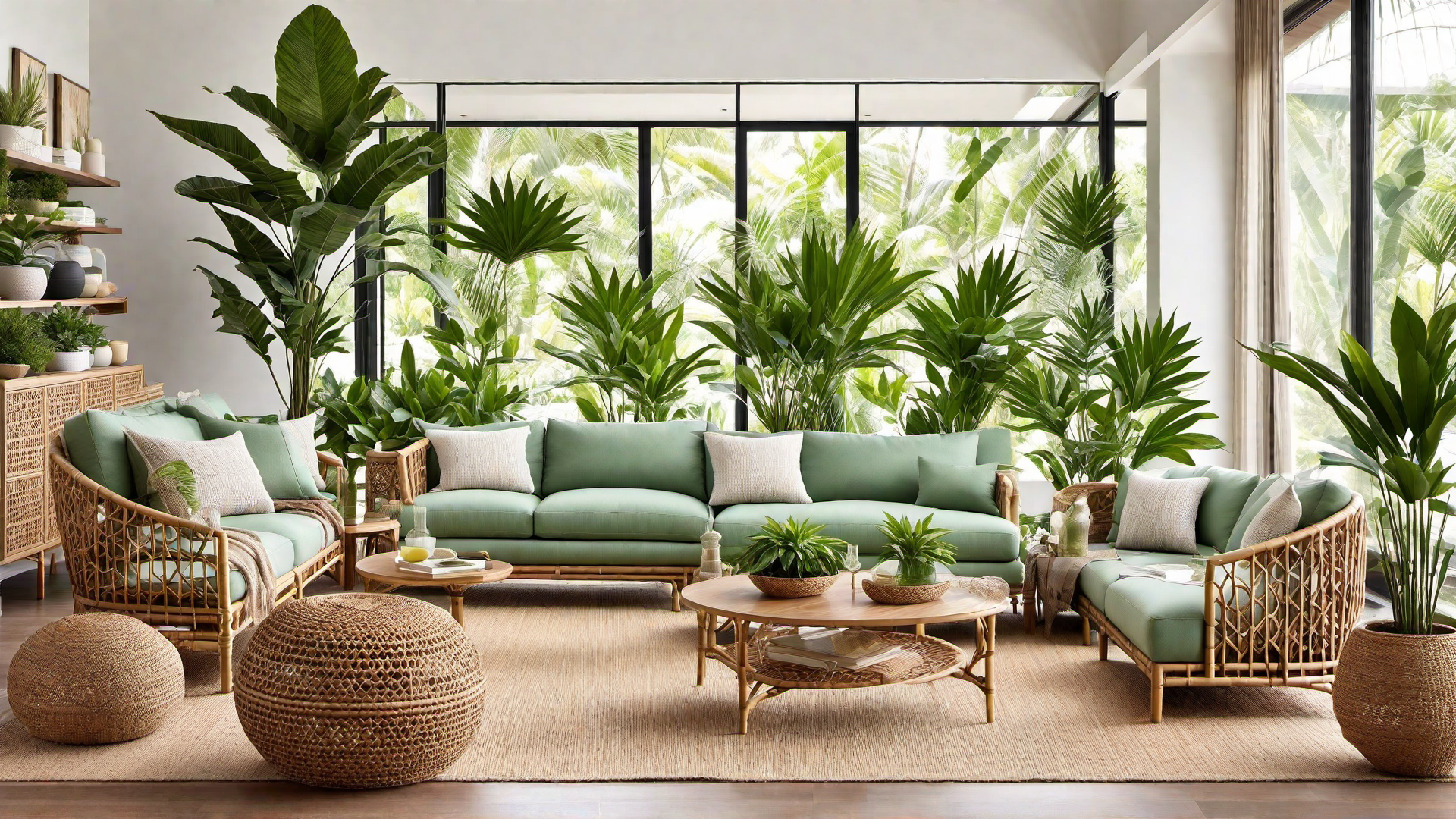 Jungle Vibe: Green Home Interior with Tropical Flair