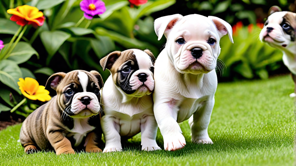 Playful Bulldog Puppies in the Garden