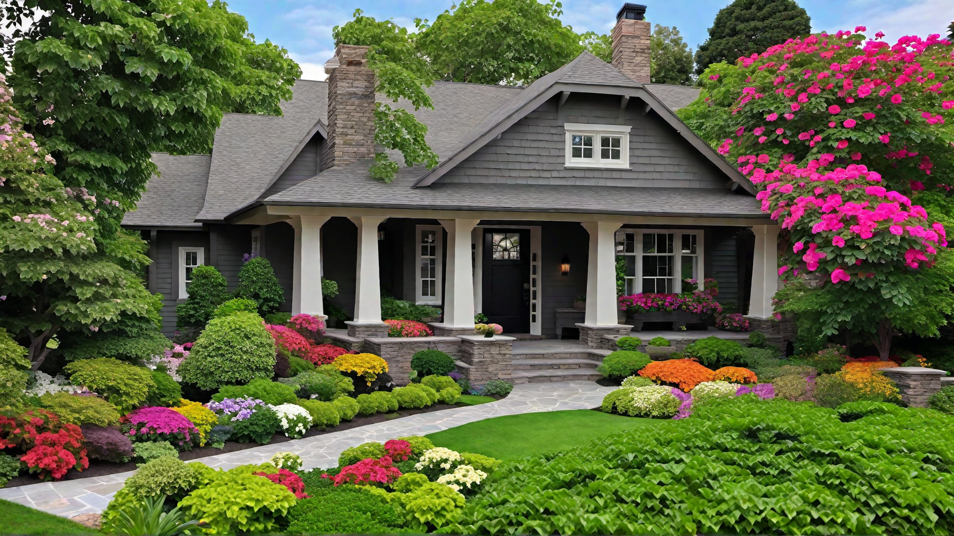 Inviting Front Yard Path Leading to Craftsman Home
