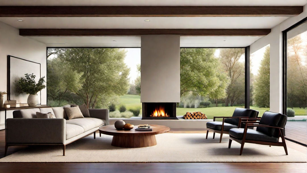 Effortless Sophistication: Minimalist Fireplace in Ranch Retreat