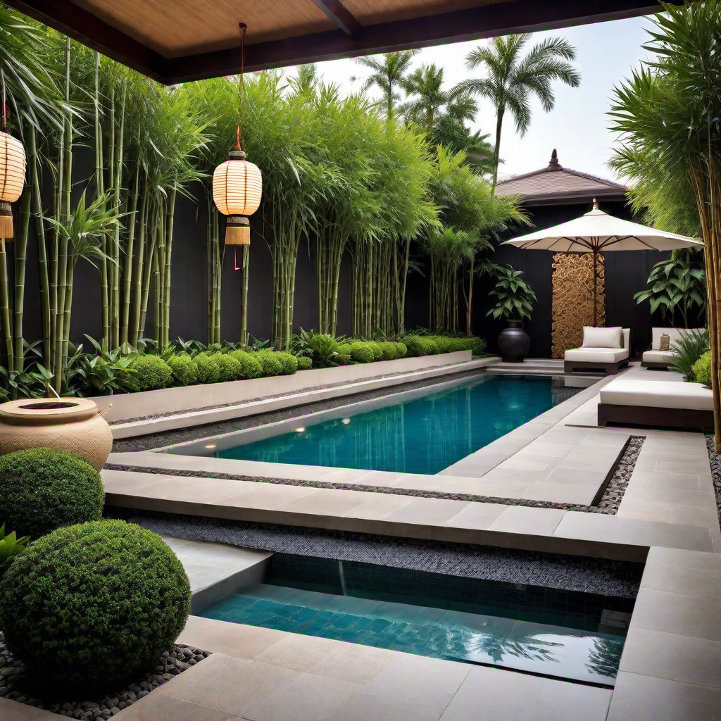 Asian Influence: Bamboo Poolside Landscaping