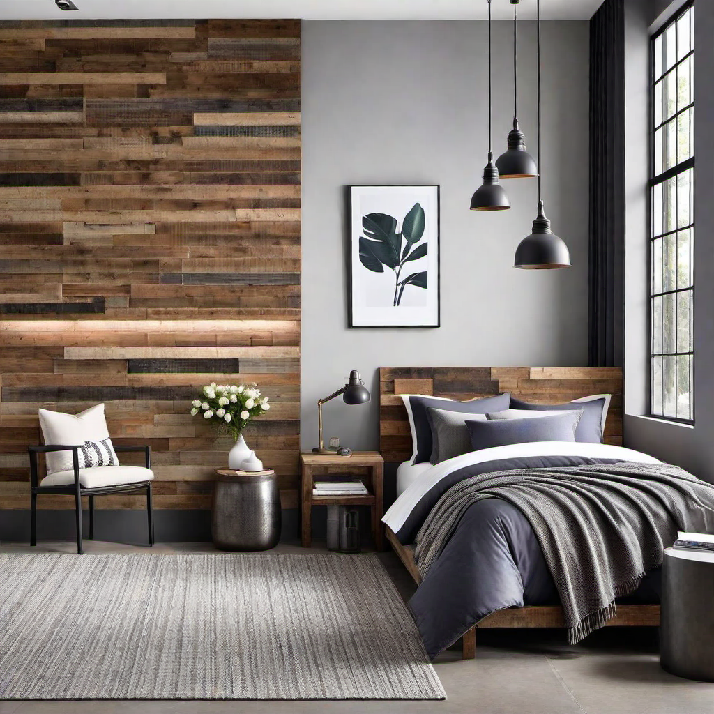 Industrial Bedroom Headboard: Reclaimed Wood Panel