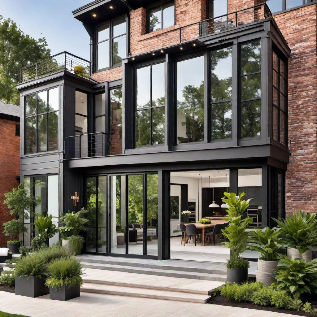 Urban Oasis: Industrial Style Painted Brick House Exterior