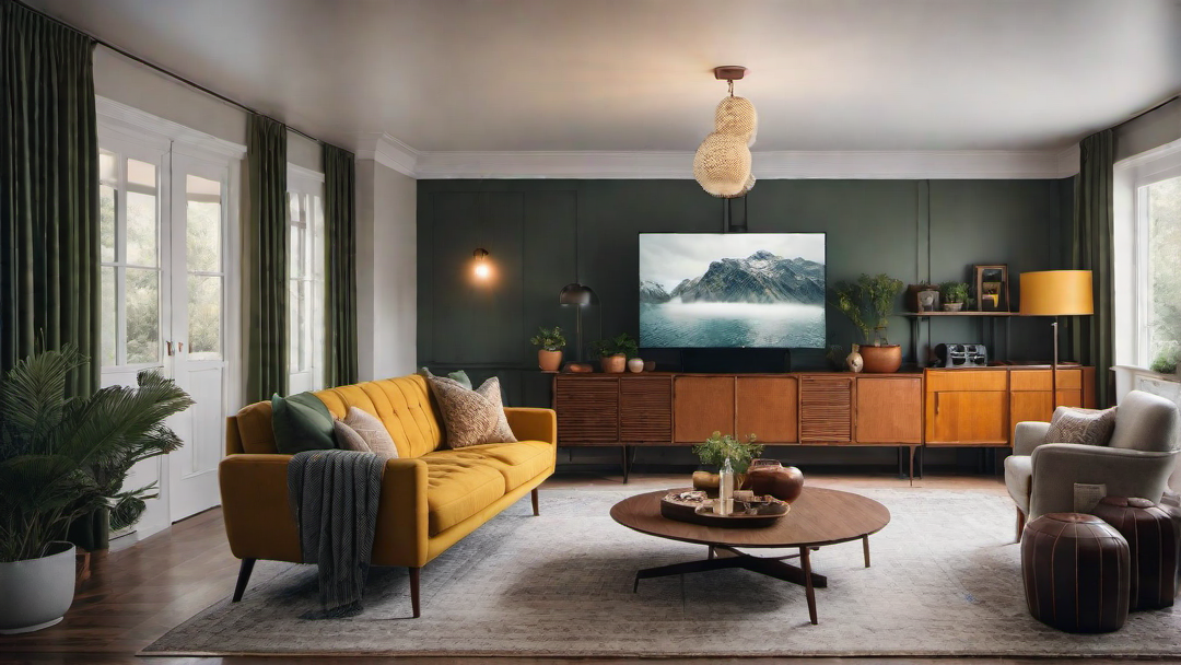 Retro Family Room: Cozy Setup for Movie Nights