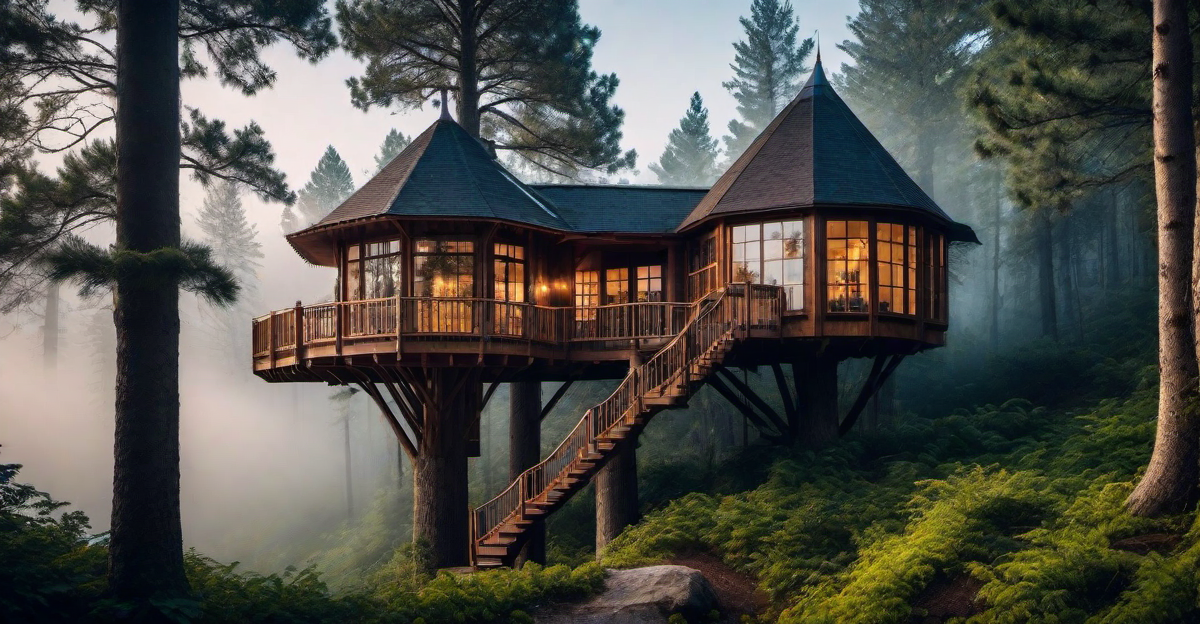 Whimsical Treehouse Escape: Elevated Views in the Forest