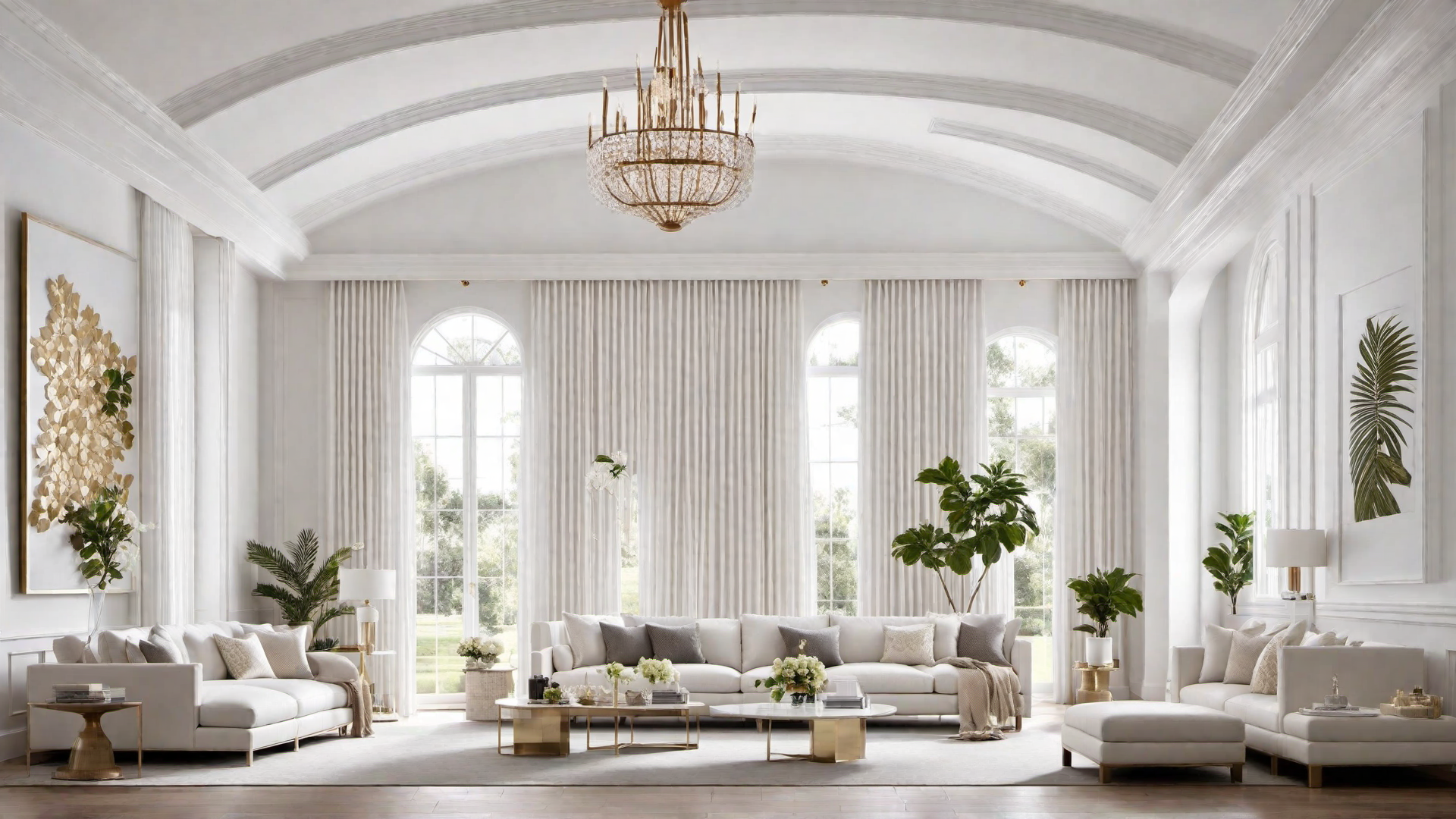 White Bedroom with Vaulted Ceiling and Accent Wall