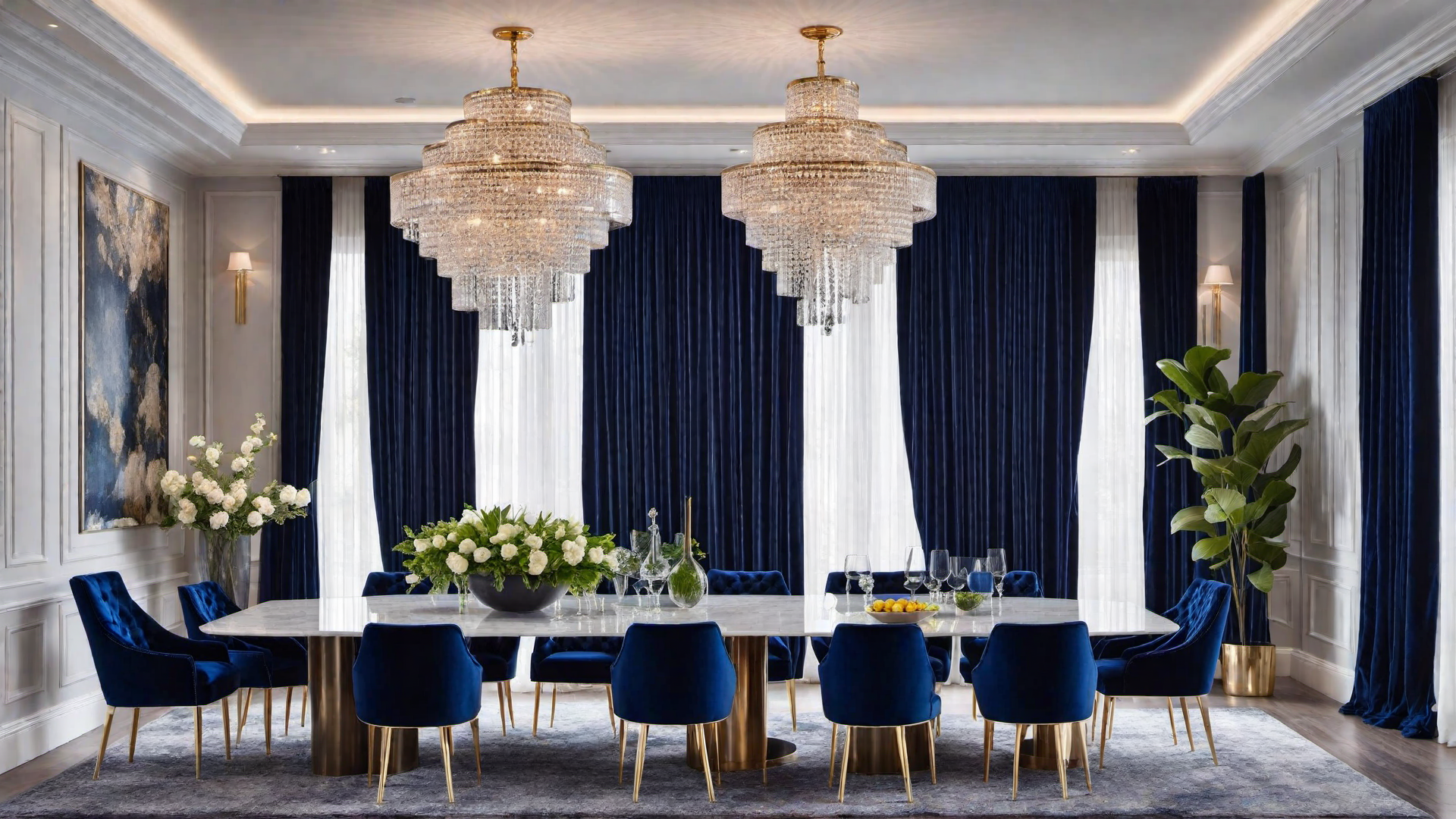 Glamorous Touch: Navy Blue Velvet Dining Chairs