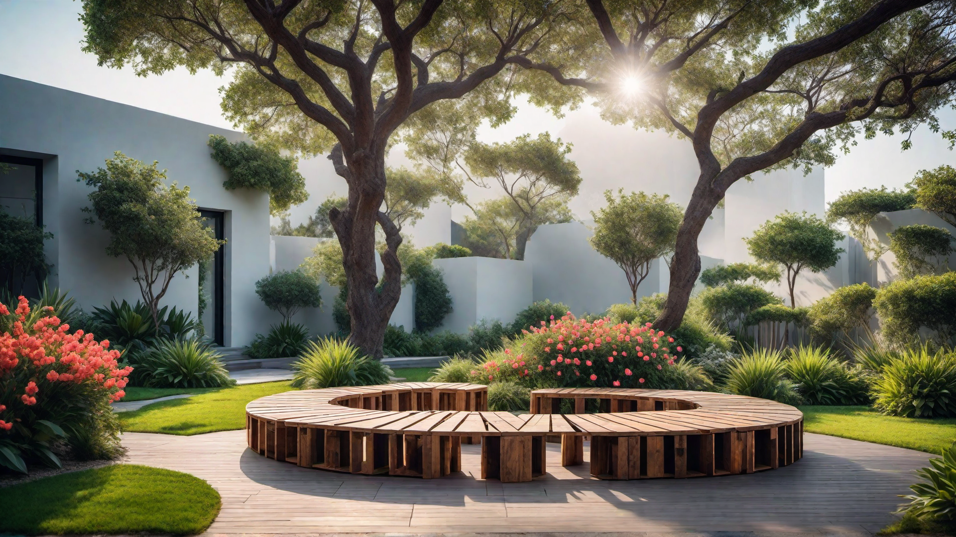 Pallet Benches Around a Tree