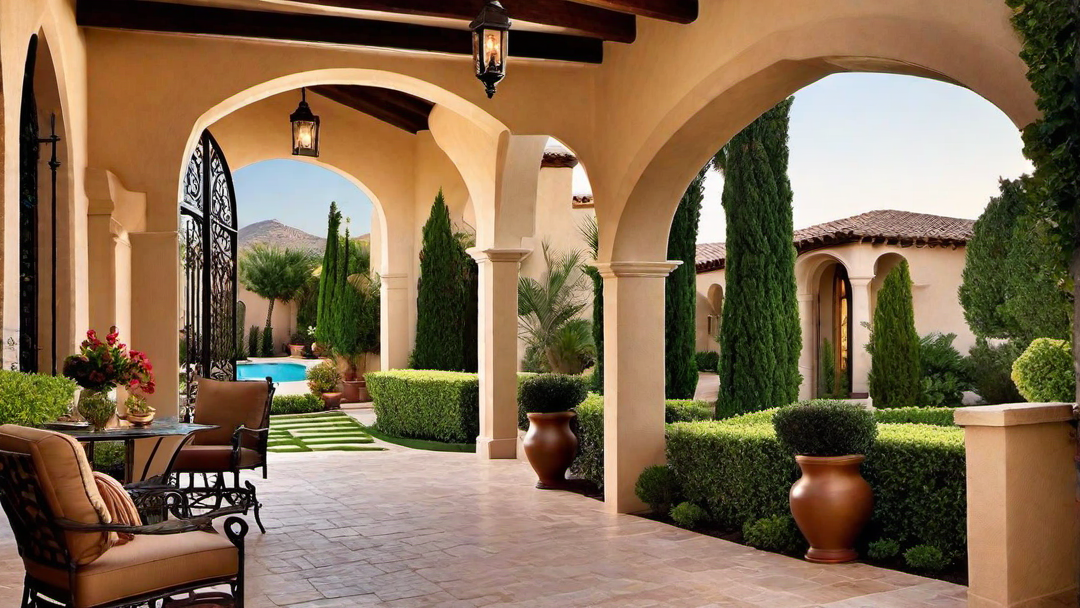 Classic Elegance: Mediterranean Exterior with Arched Doorways