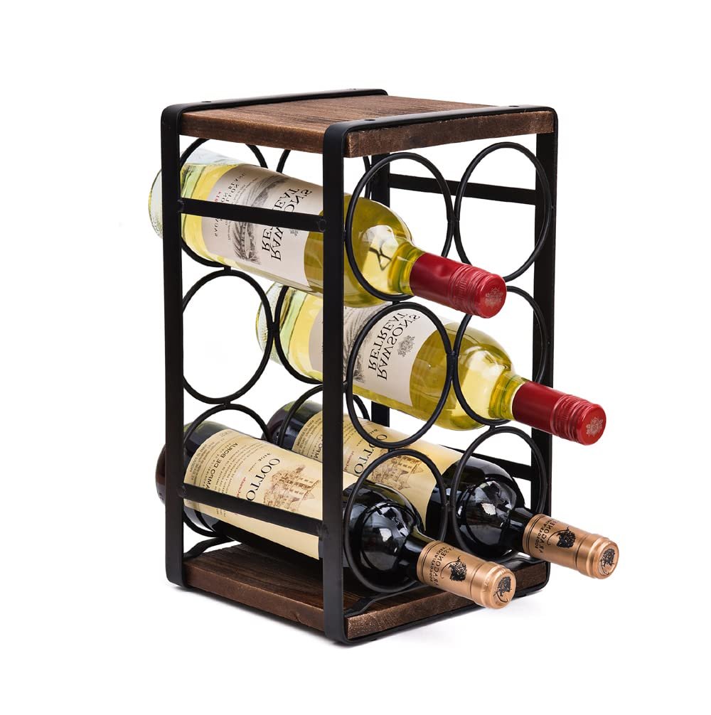 SODUKU Rustic Wood Countertop Wine Rack