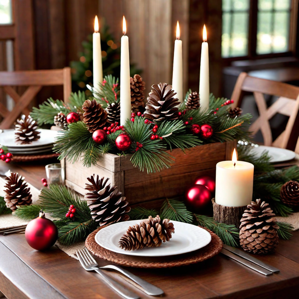 Festive Dining Table: Cottage Style Christmas Centerpiece