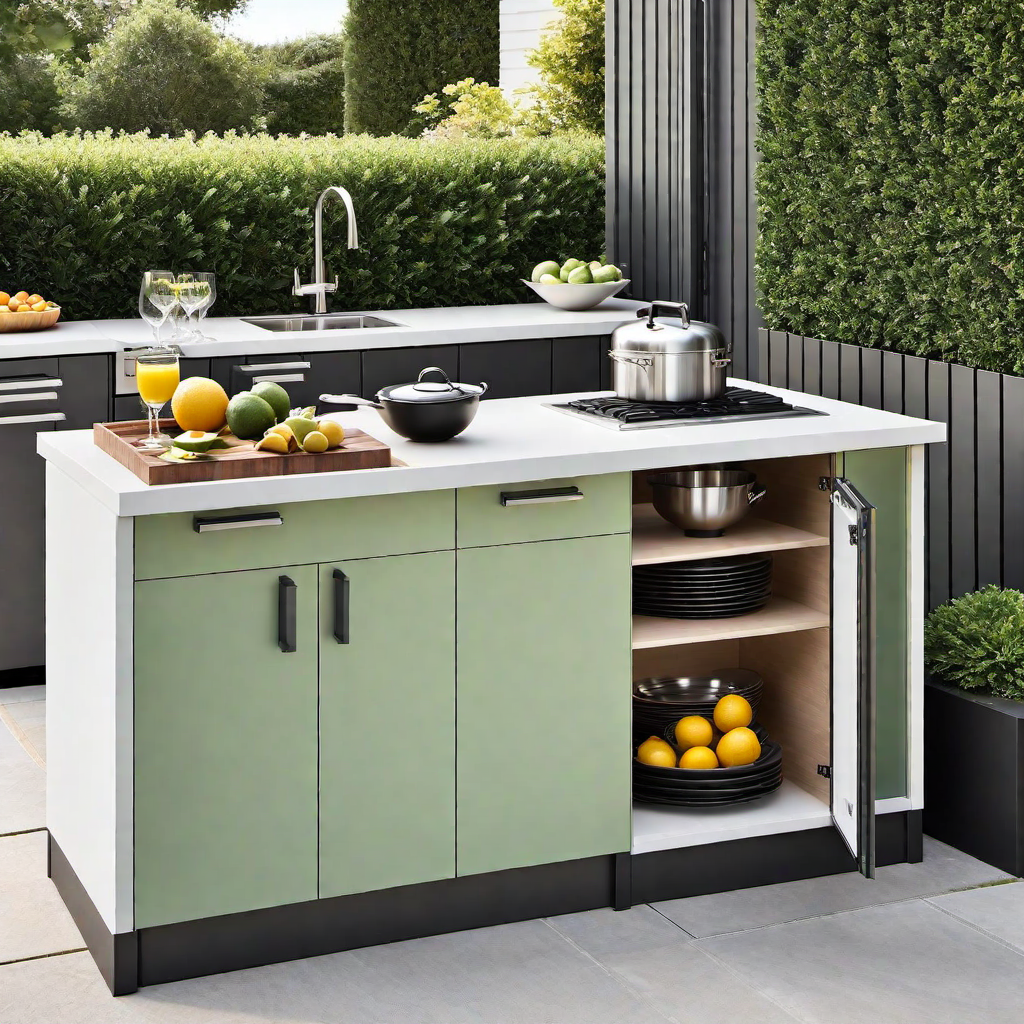 Outdoor Kitchen with Custom Cabinetry: Tailored Storage Solutions
