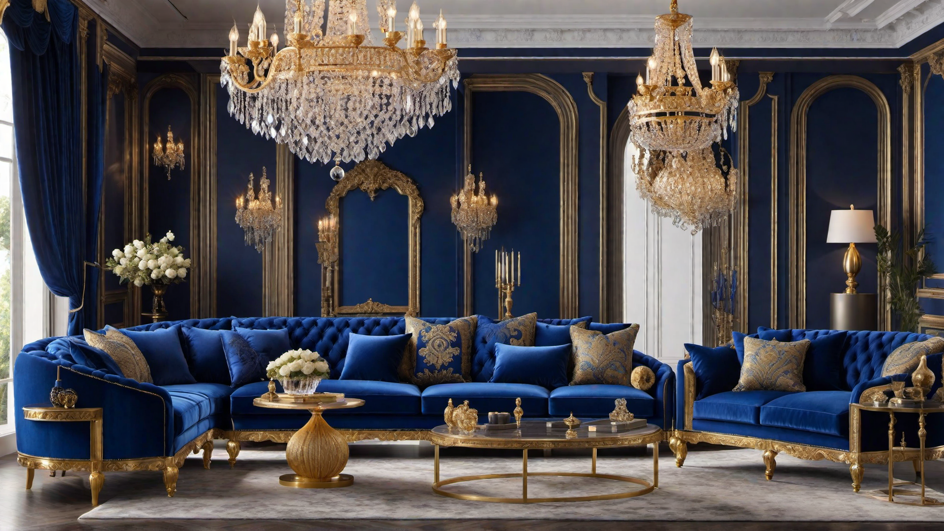 Sophisticated Touch: Royal Blue Velvet Sofa