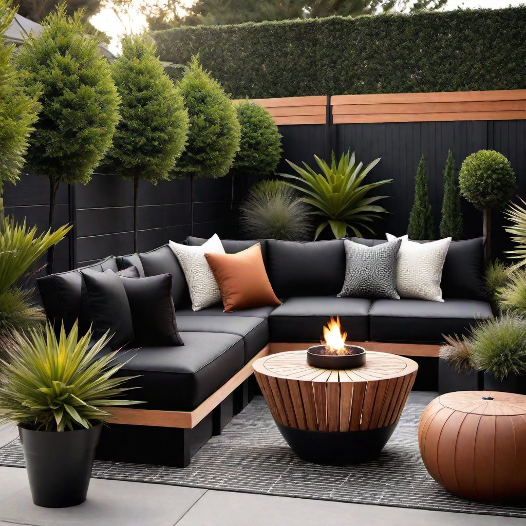 Warmth and Depth: Black and Cedar Outdoor Living Spaces