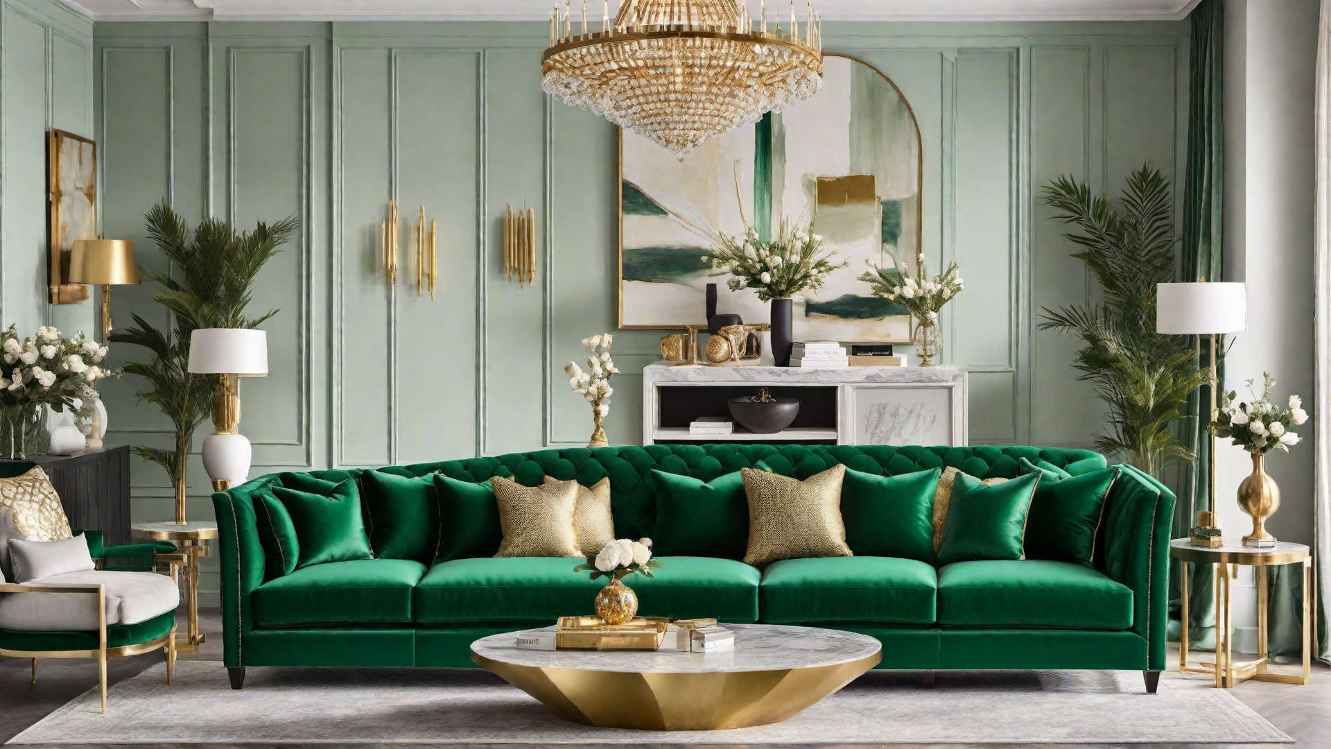 Emerald Beauty: Green Velvet Sofa as a Statement Piece