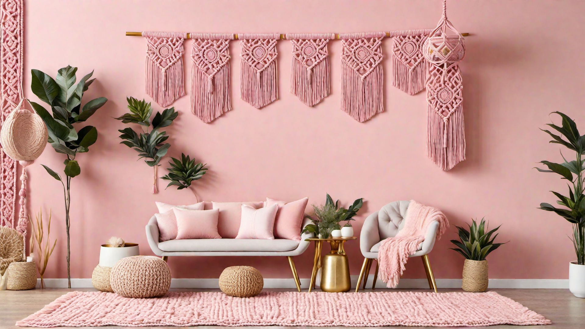 Boho Chic: Pink Macrame Wall Hanging