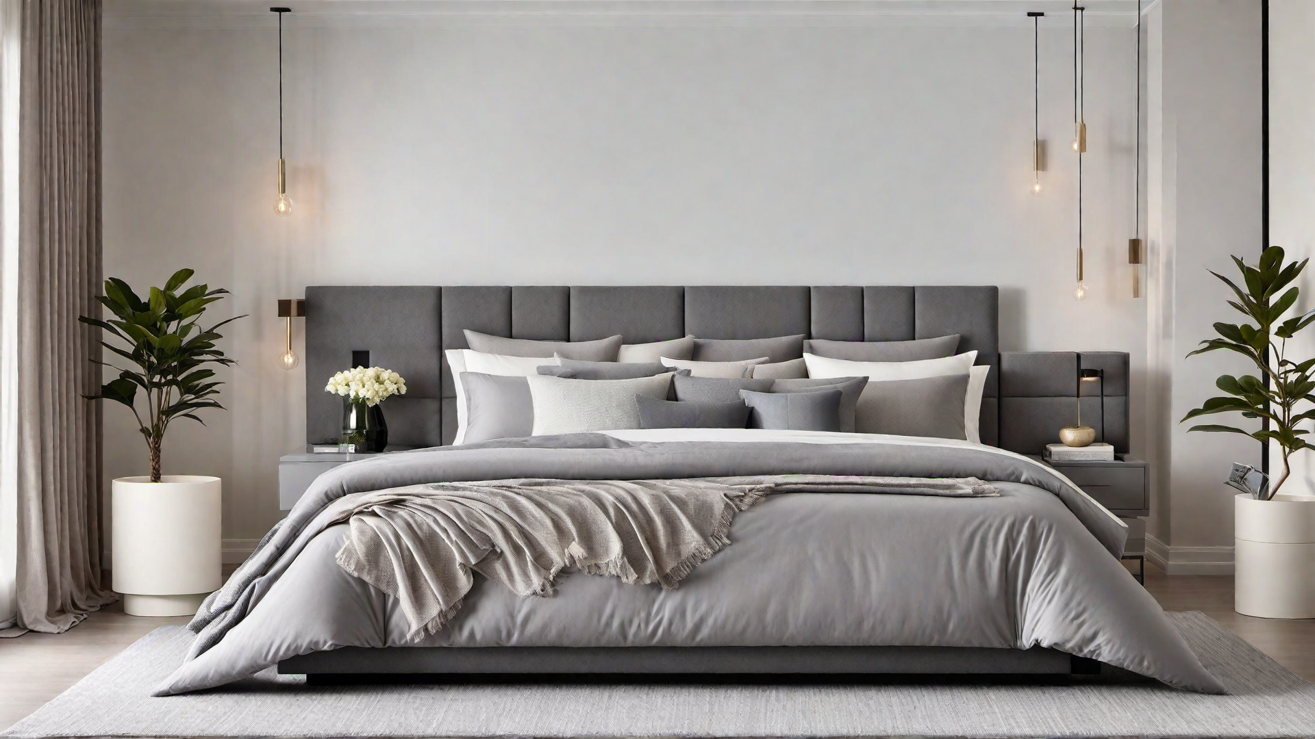 Grey Upholstered Headboard as a Bedroom Centerpiece