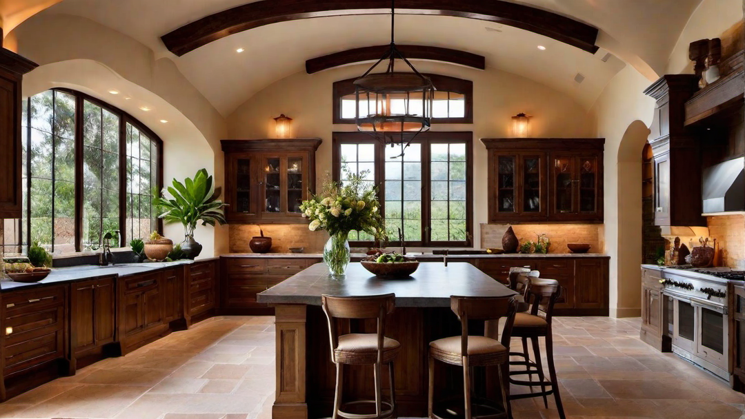Inviting Atmosphere: Warm Lighting in a Mediterranean Kitchen