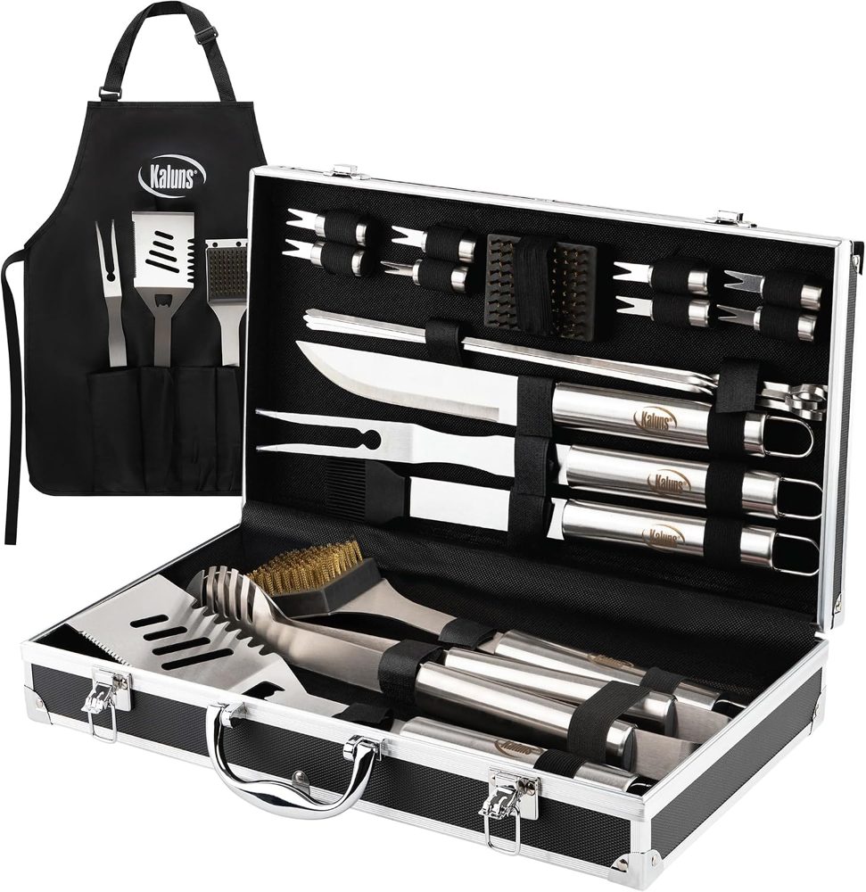 Kaluns 21-piece stainless steel grill tool set with case