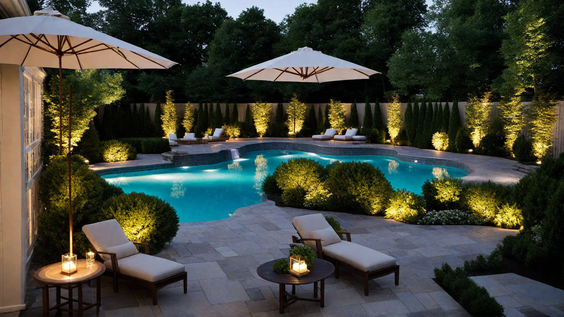Night-time Retreat: Pool with Subtle Underwater Lighting