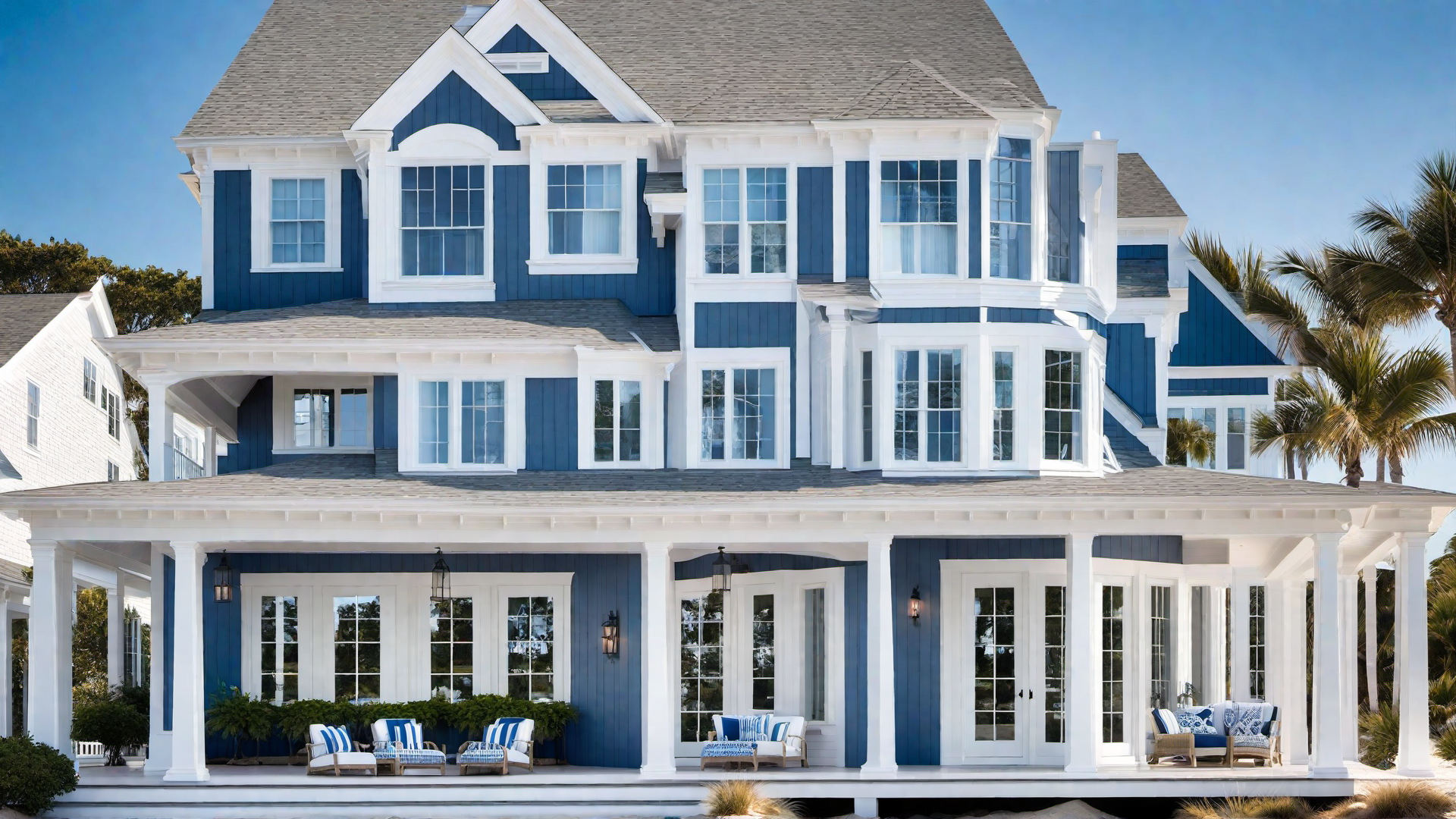 Cape Cod Style: White and Blue Beach House Facade