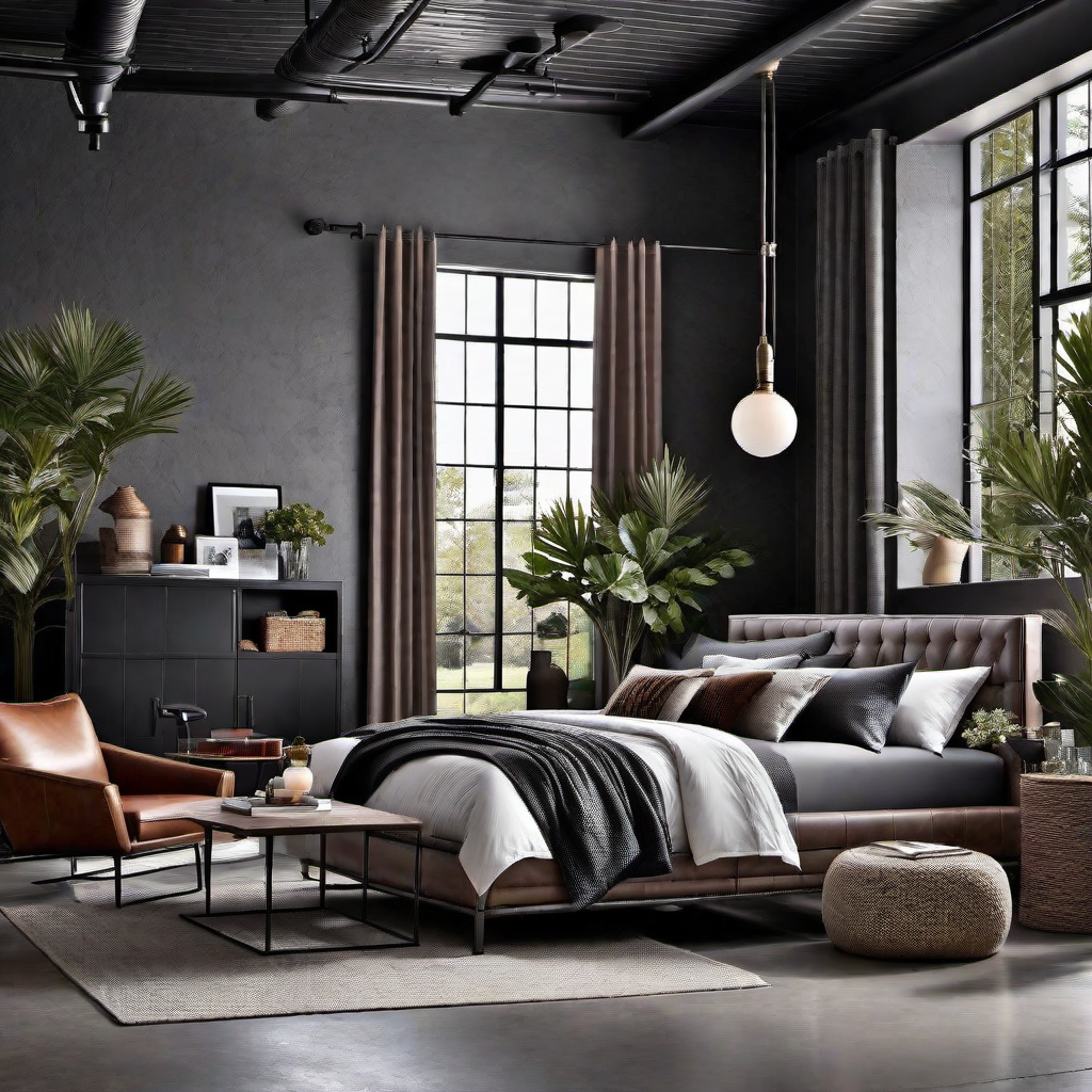 Industrial Bedroom Seating: Leather Armchair