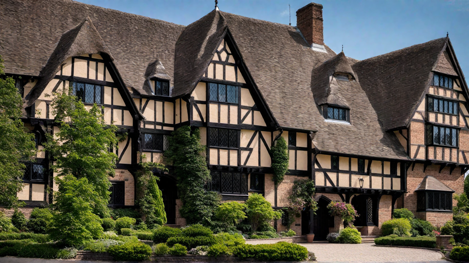 Steeply Pitched Roofs: Tudor Home Exterior Characteristic