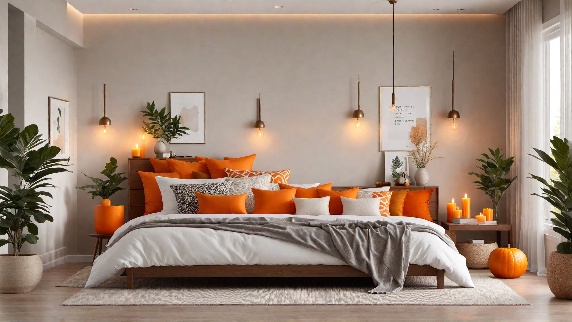 Relaxing Haven: Orange Scented Candles in Bedroom