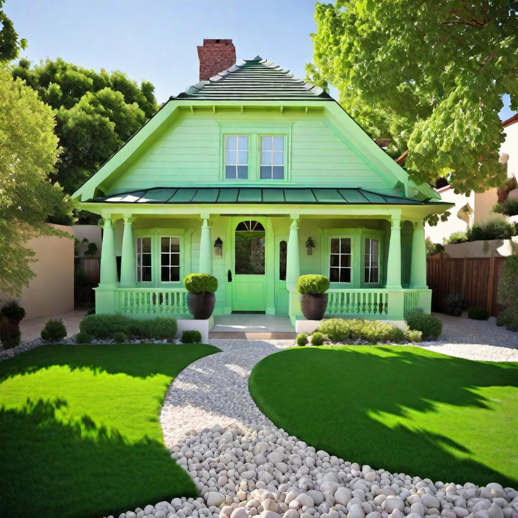 Whimsical Pistachio Green House Exterior
